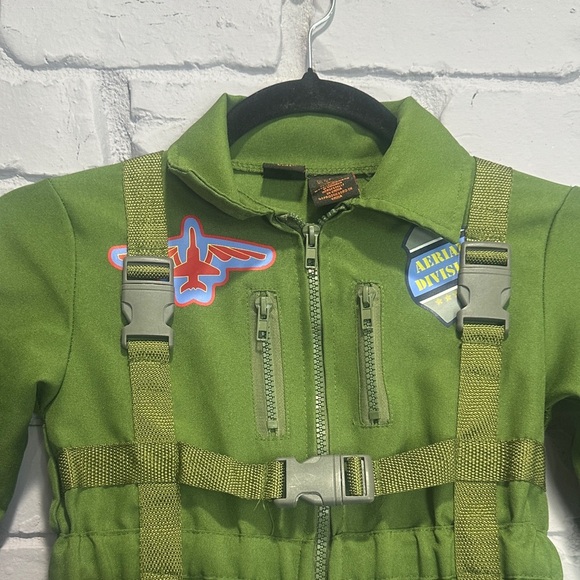 Kids Green Flight Suit Costume size 4 - Picture 4 of 9